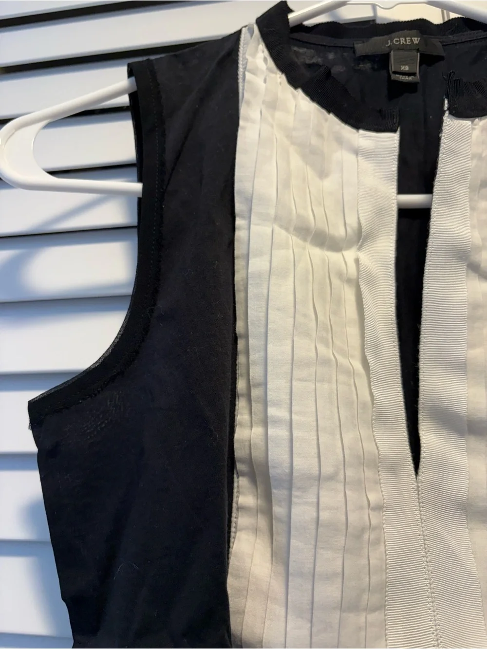 J.Crew Sleeveless Tuxedo-Style Pleated Top